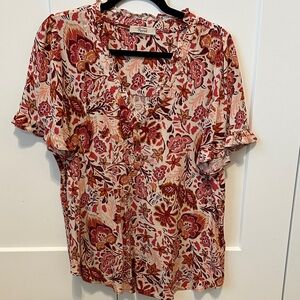 Beacon Red and Cream Floral Blouse